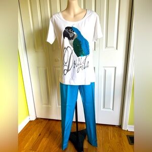 LAUREL Women White Cotton Sequined T-shirt 8/38 Germany NWOT